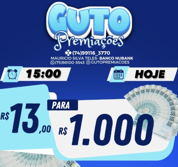 R$13,00 PARA R$1.000,00